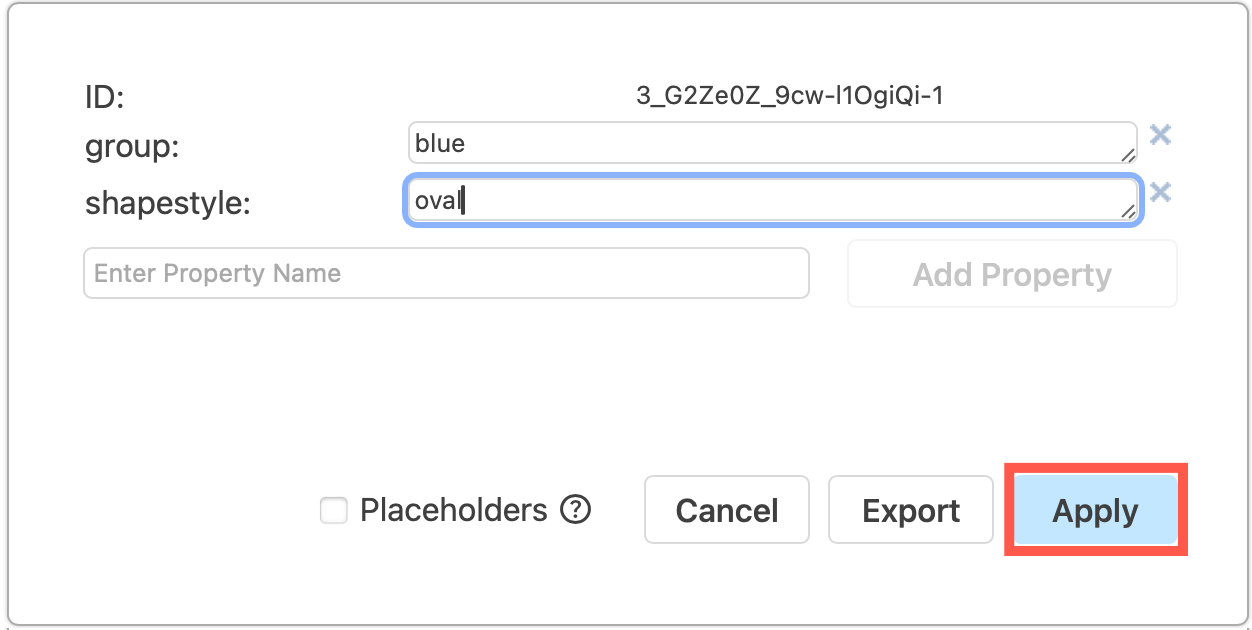 Enter the property value for the new property you just added