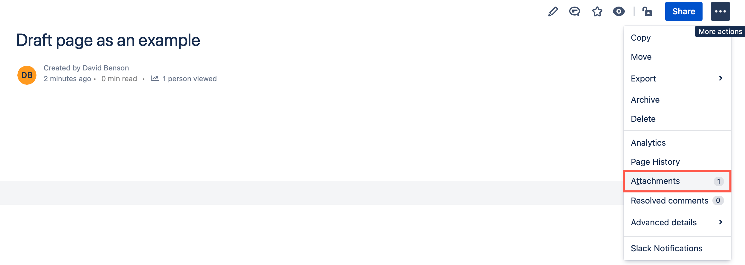 Select ... /> Attachments to view 