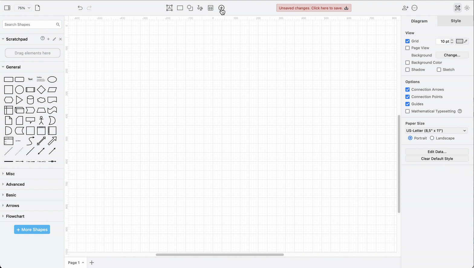 Generate diagrams of many different types from a text description via the template library in draw.io