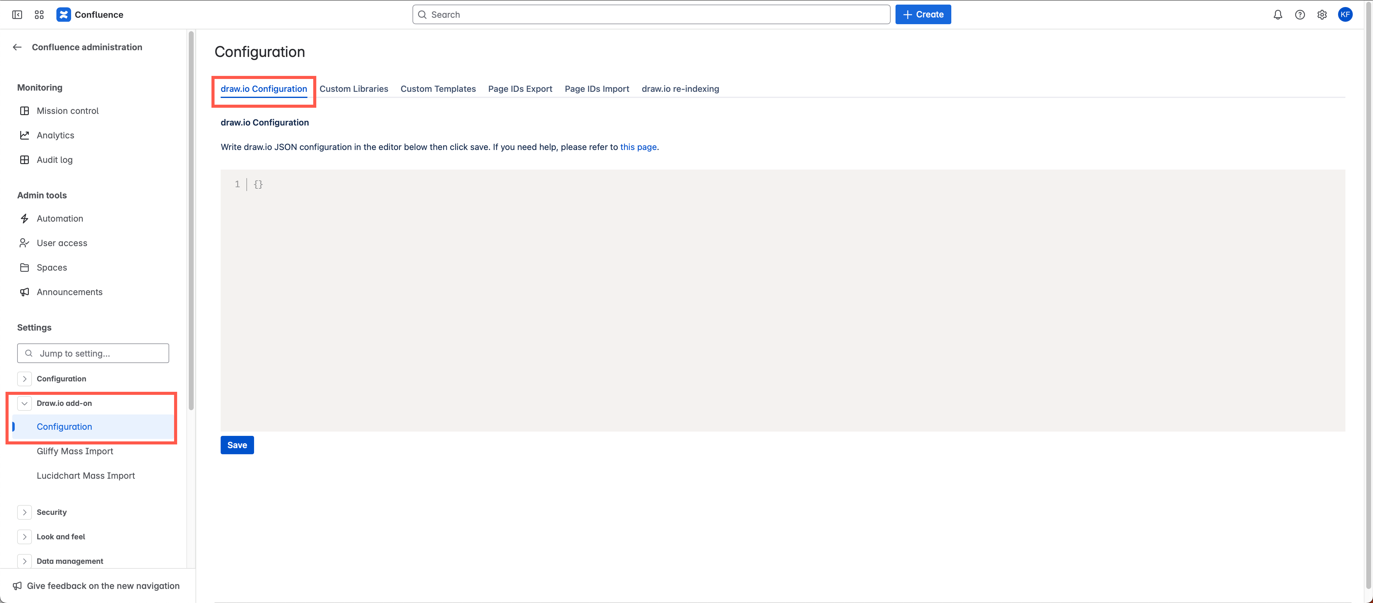 draw.io Configuration in Confluence Cloud
