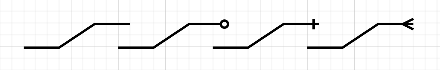Change the connector ends to use crow's foot notation in the Style tab of the format panel