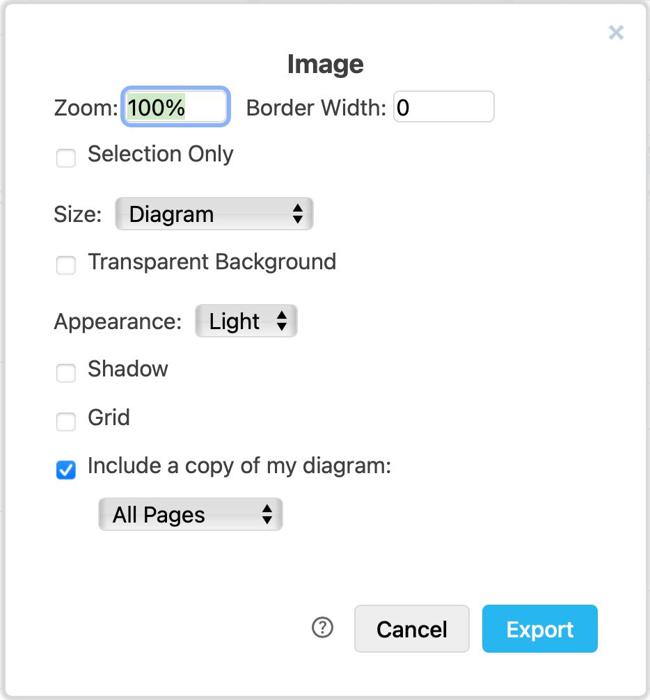 Choose the export settings for the PNG image