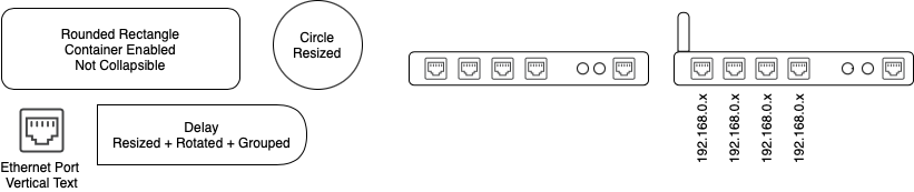 Make a new custom shape by combining and group multiple shapes from the draw.io shape libraries