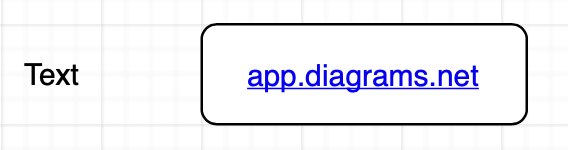 You can insert a text shape and a link in a rectangle via the Arrange /> Insert menu in draw.io