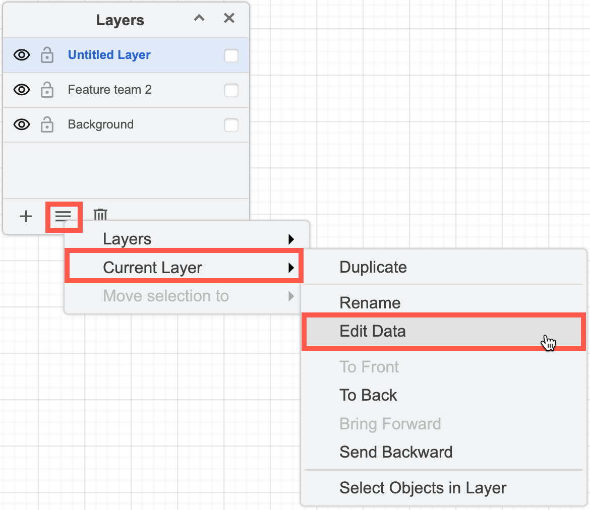 Select a layer in the Layers dialog, then click on Edit Data