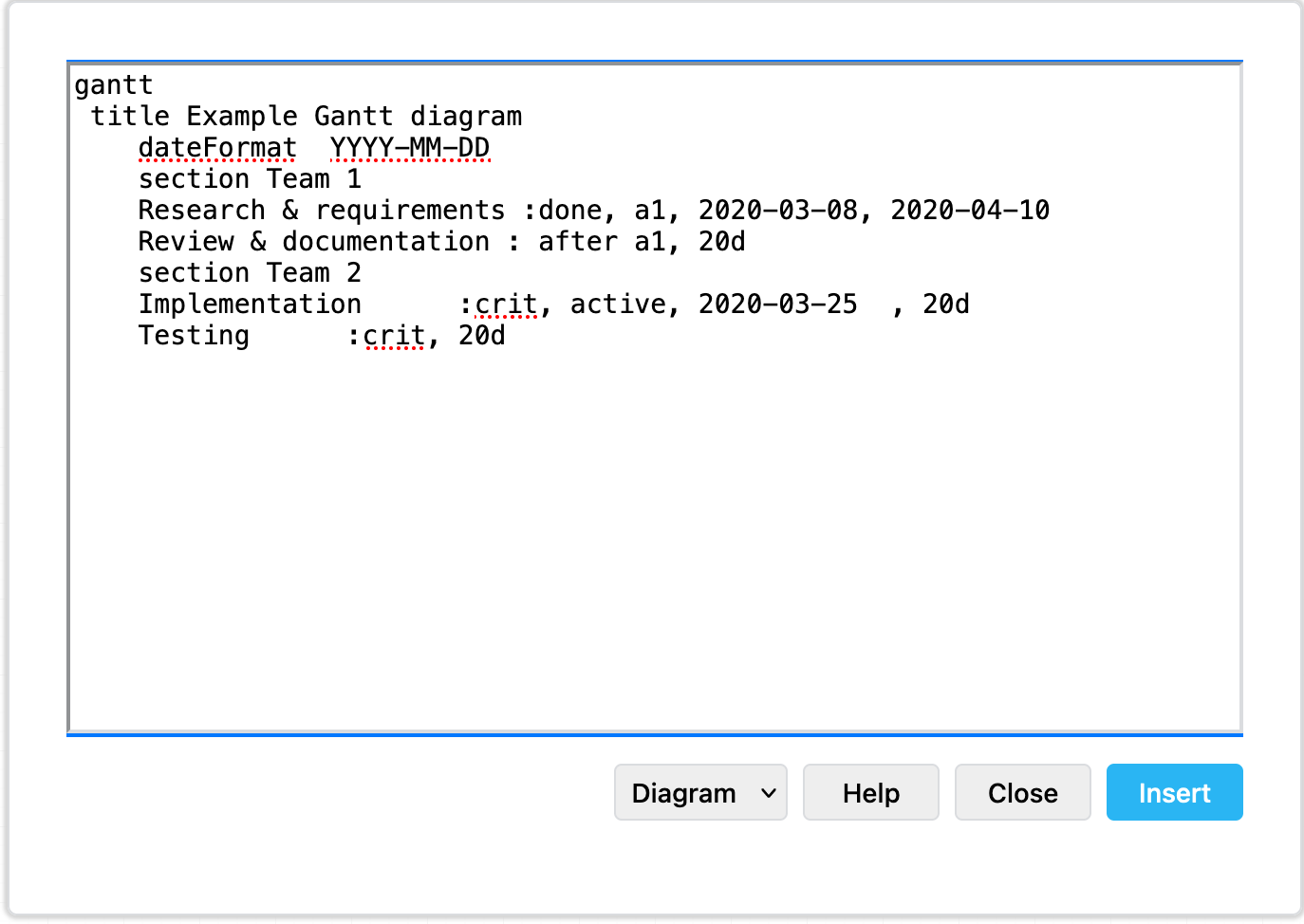 Paste the Mermaid syntax text version of your diagram and Insert it onto the draw.io canvas