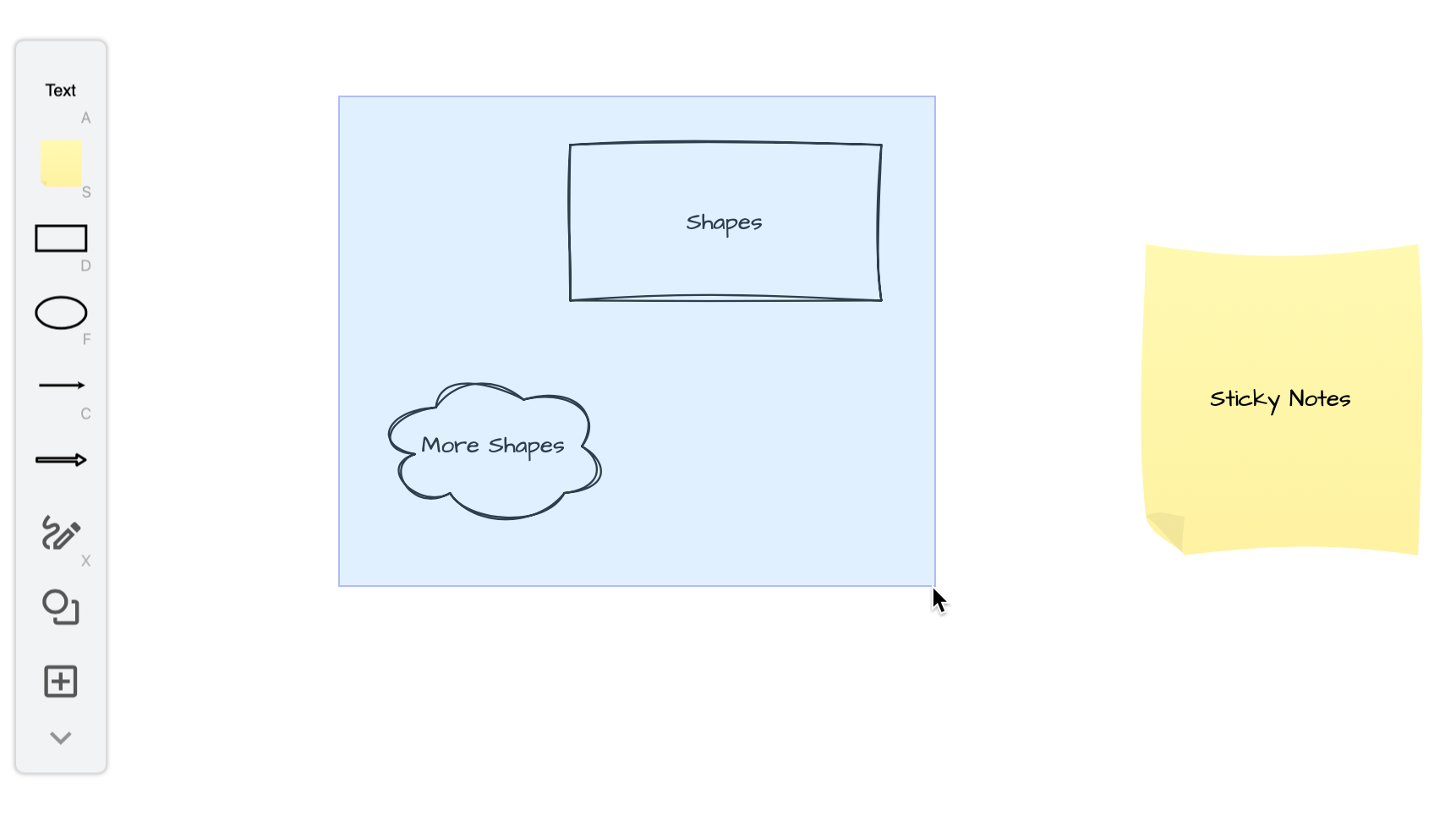 Click on a shape to select it, or drag a selection box around a group of shapes