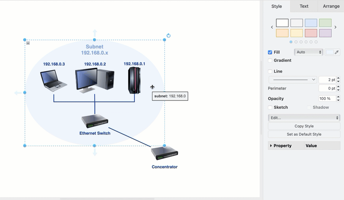 Placeholders in the the labels of nodes in an infrastructure diagram