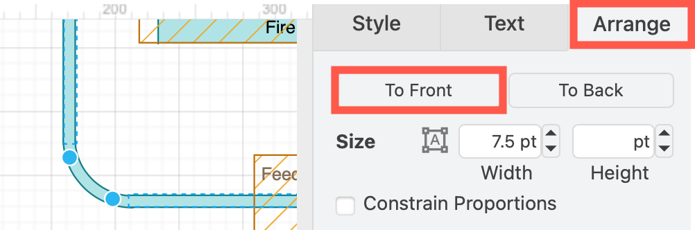 Slightly overlap the curved shapes with the partial rectangles and bring the rectangles to the front via the Arrange tab in the format panel to hide the outline and join the 'pipes'