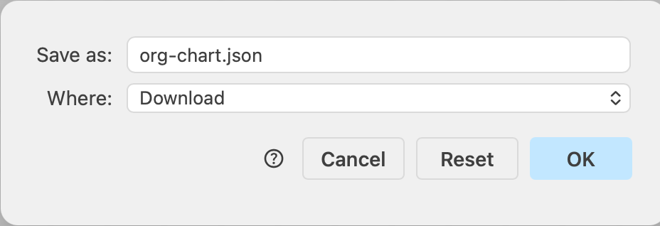 Choose where to save your exported JSON file