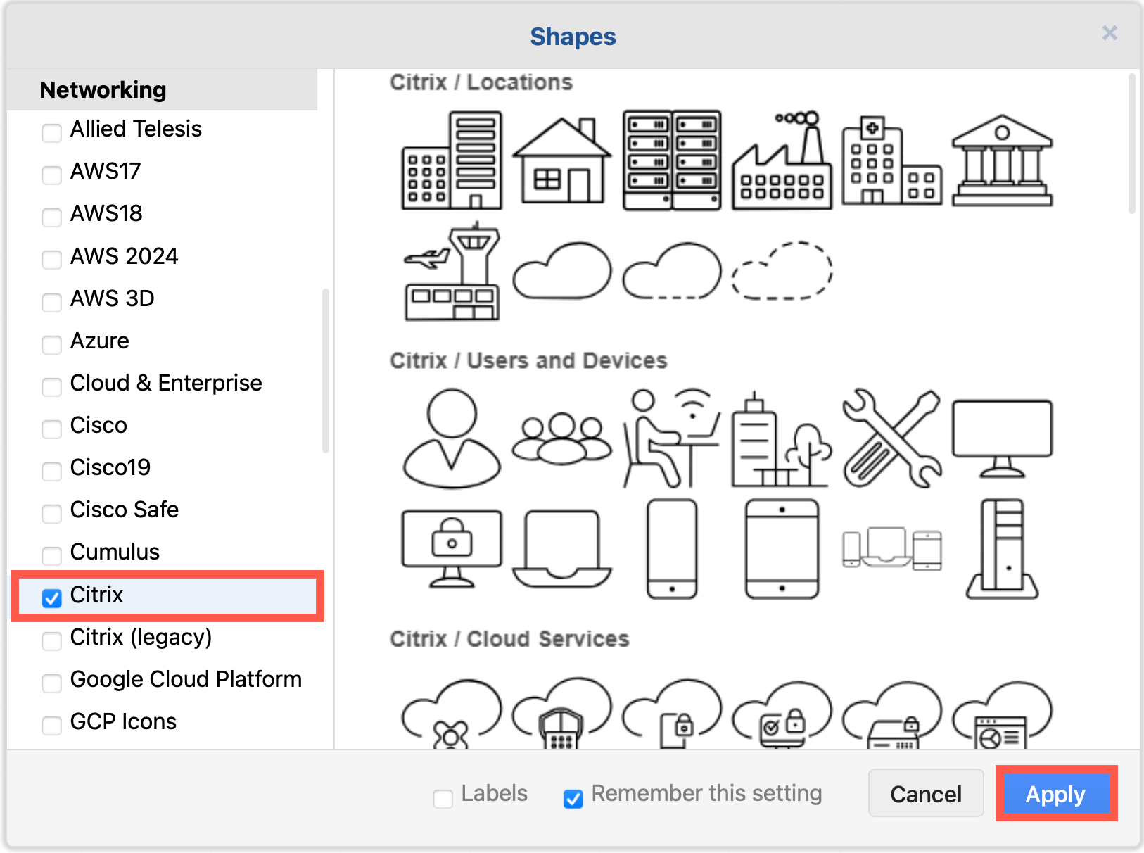 Enable the new Citrix shape library to draw Citrix infrastructure diagrams