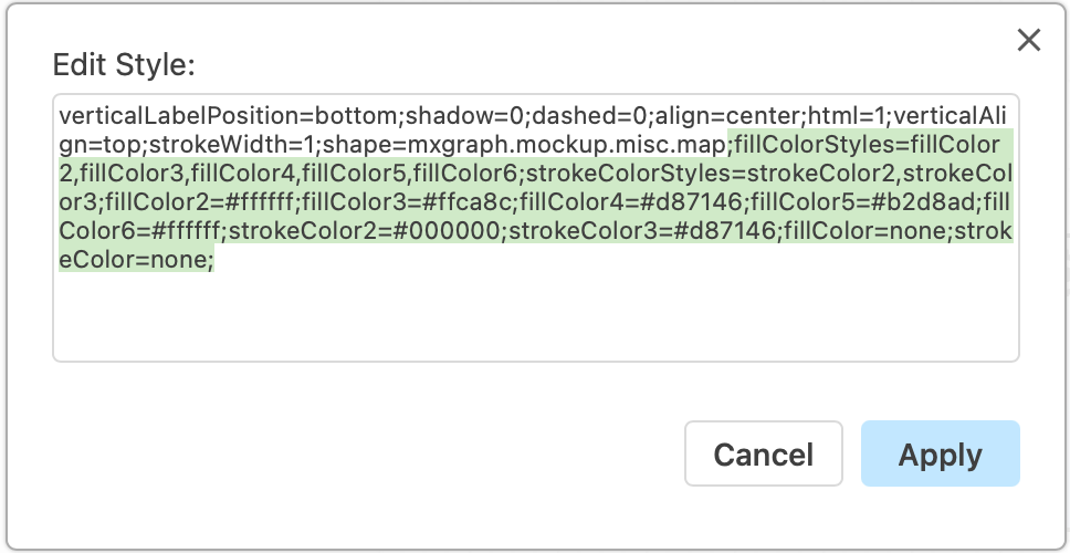 Right click on a shape and select Edit Style to change the colours of the shape directly