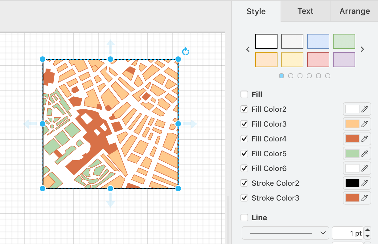 The updated Mockups Map shape has many customisable internal fill and outline colours