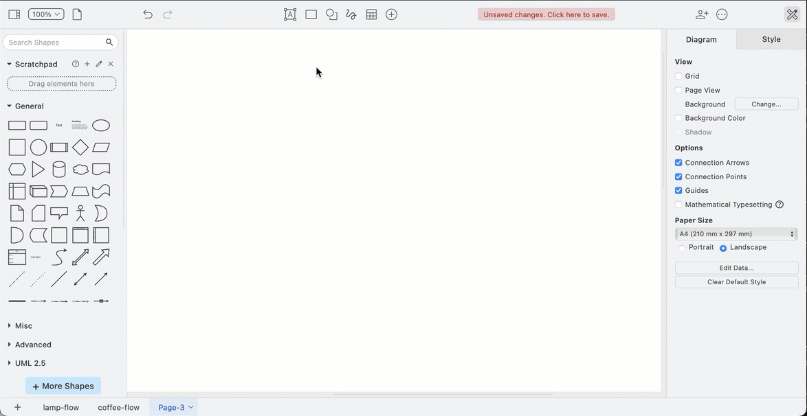 Add text, rectangles and simple shapes to the center of your diagram via the toolbar in simple mode in draw.io