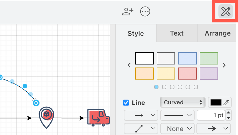 Display or hide the format panel via the toolbar in the simple mode in draw.io