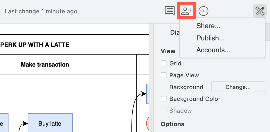 Click on the ... to open the menu in draw.io in simple mode
