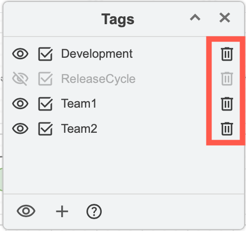With nothing selected in your diagram, click on the cross next to the tag name you want to delete in the Tags dialog