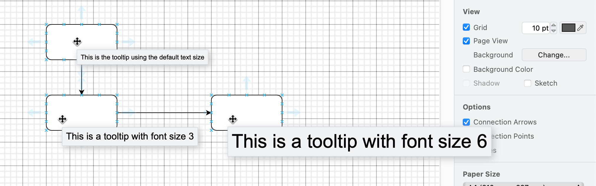 Surround your tooltip text with the <font /> HTML tags to change the size of the tooltip text